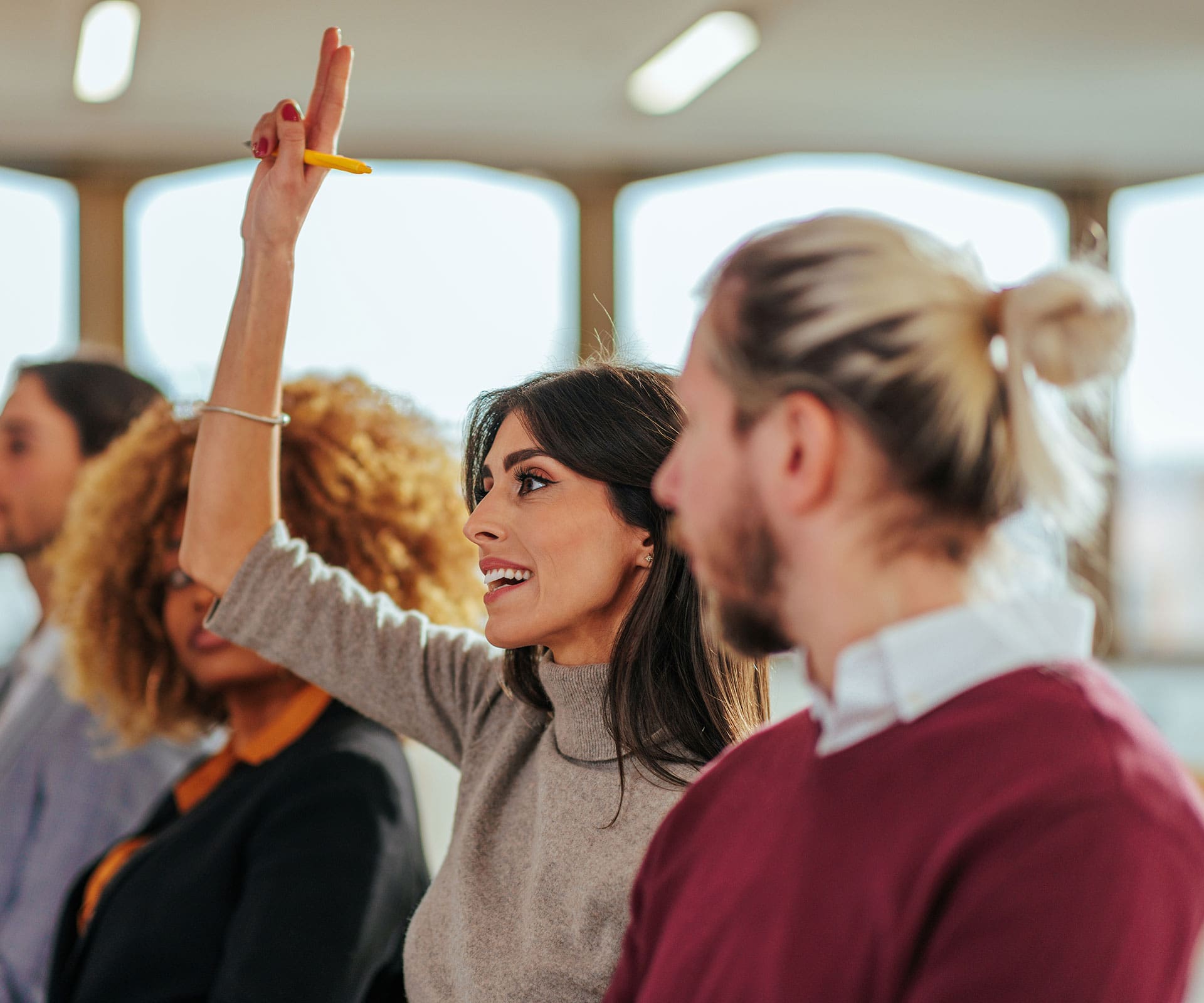 Students receiving support and mentorship